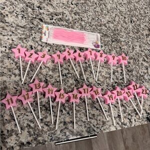 “16 Wishes inspired” Pink Star Numbered Cake Topper